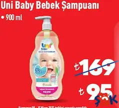UNİ BABY BEBEK ŞAMPUANI 900 ML UNİ BABY BEBEK ŞAMPUANI 900 ML